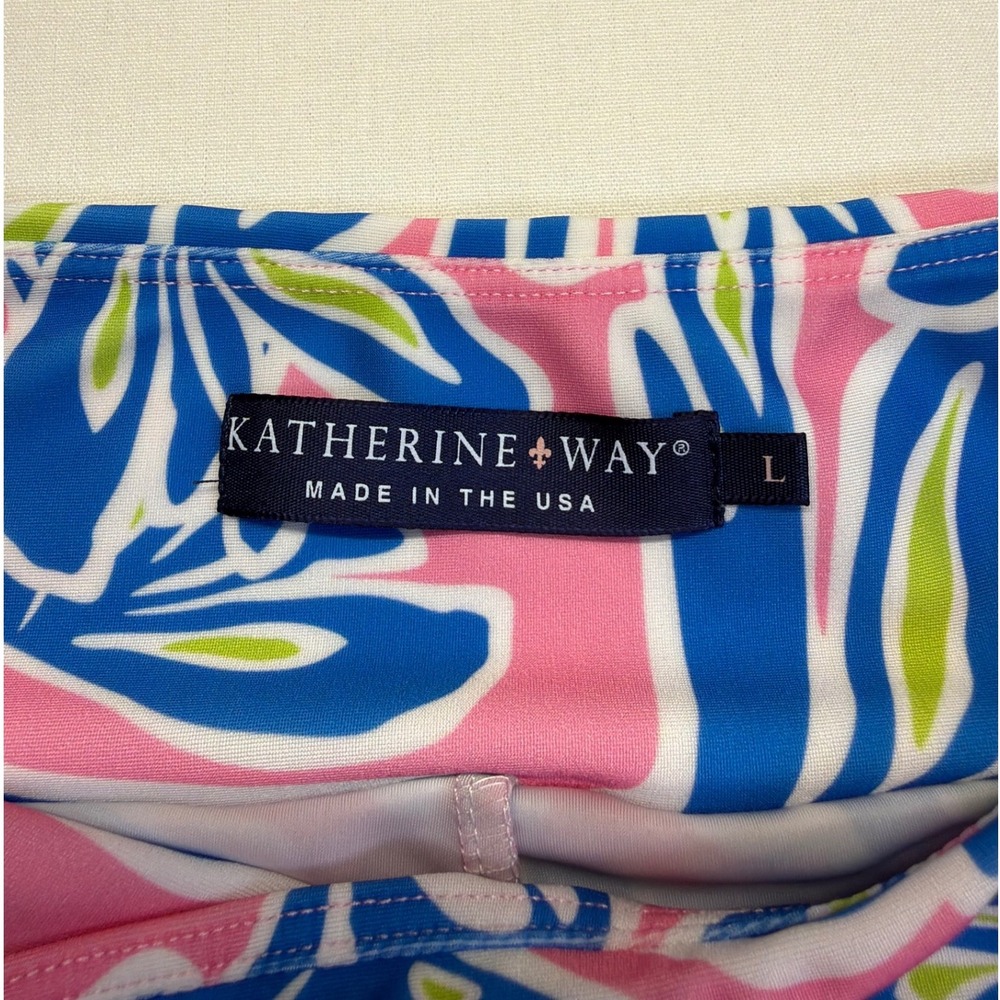 Katherine Way Golf Skort Set L Pink Blue Tropical Print Tennis Pickleball Resort - Picture 9 of 14